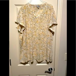 Yellow Floral Plus Croft & Barrow Blouse